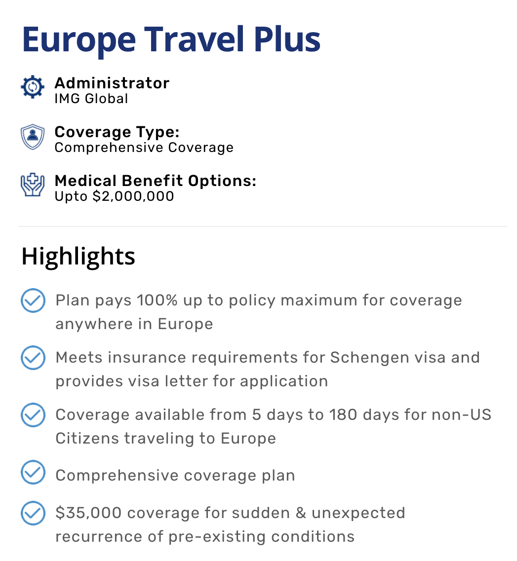 compare europe travel insurance