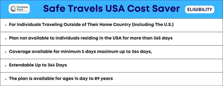 Safe Travels USA Cost Saver Insurance Eligibility